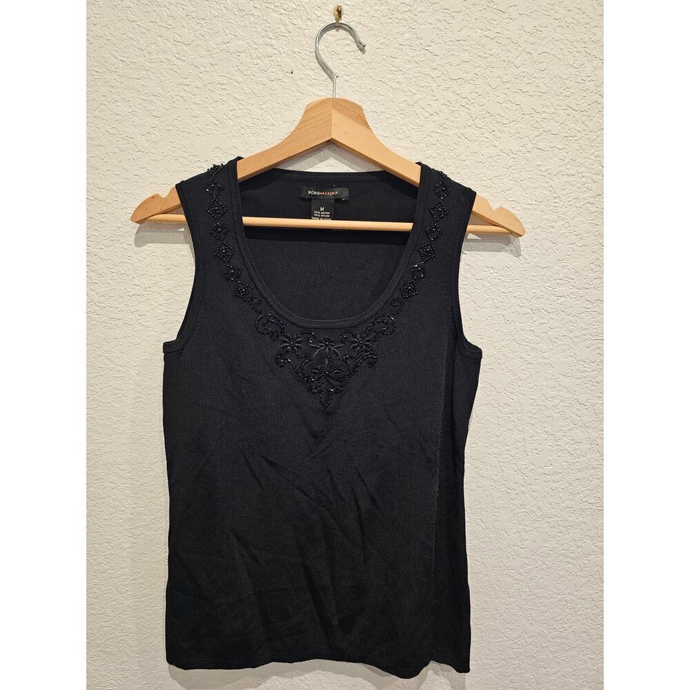 BCBGMAXAZRIA black Sequin rhinestone top sz medium